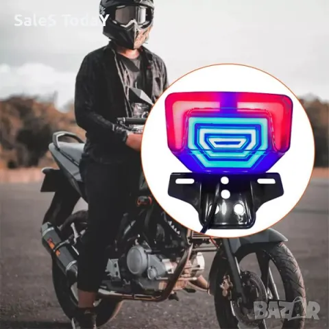 Стоп за мотор с мигачи и стойка за номер, Универсален, с вградено осветление за номер, скутер, снимка 3 - Аксесоари и консумативи - 32064261