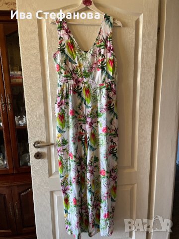 Нов разкошен елегантен гащеризон тропически десен тропик принт екзотични цветя ежедневно елегантен , снимка 5 - Гащеризони - 41722816