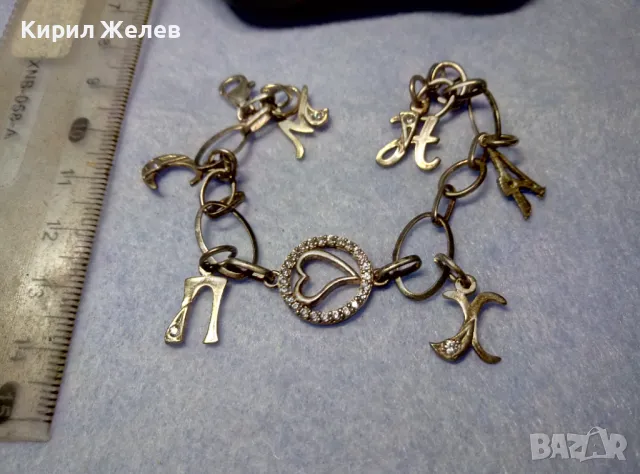 СКЪПОЦЕННА ВИНТИДЖ АРТ СРЕБЪРНА ГРИВНА с БУКВИЧКИ СРЕБРО 925 с БЯЛА ПОЗЛАТА и ИСКРЯЩИ ЦИРКОНИ 48561, снимка 14 - Гривни - 50136371