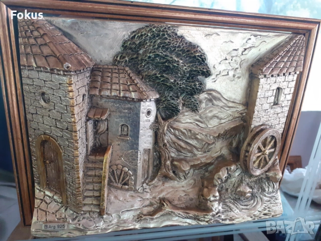 Голяма невероятна италианска сребърна 3D картина - Огледало, снимка 2 - Антикварни и старинни предмети - 53423316