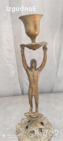 Стар метален свещник човешка фигура , снимка 4 - Други ценни предмети - 42242819