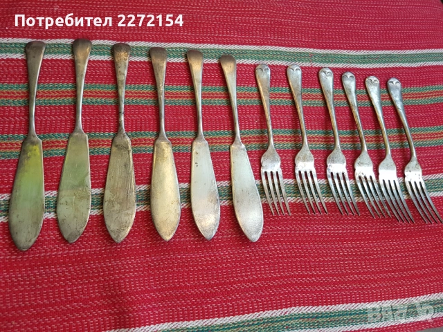 Посребрени прибори нож вилица, снимка 2 - Антикварни и старинни предмети - 51583618