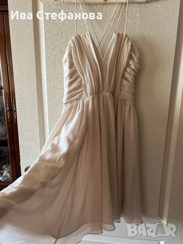 Нова разкошна кукленска къса елегантна екрю рокля  тюл, снимка 3 - Рокли - 51672285