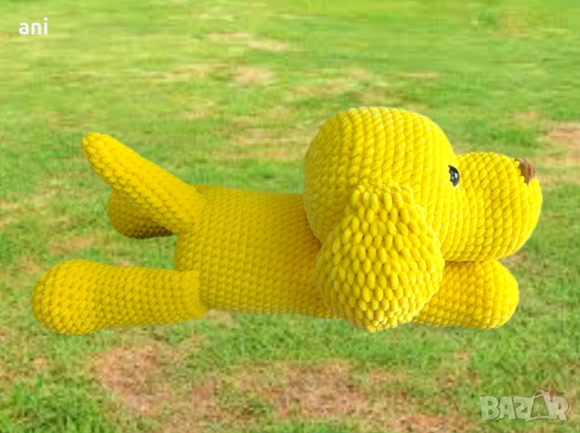 голямо жълто куче #ръчноизработено, снимка 2 - Плюшени играчки - 51520751