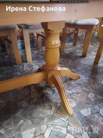 Трапезна маса от масив със шест стола, снимка 10 - Маси - 52678440