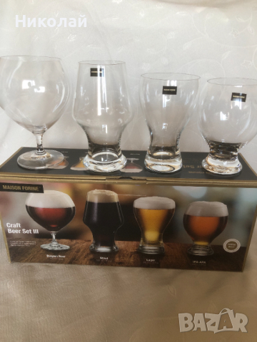 Кристални чаши за бира Maison Fornie, сет от 4 чаши, за ценители на бирата, снимка 3 - Чаши - 44686376