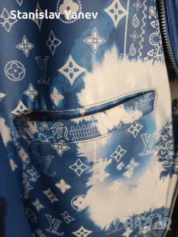 луксозният модел Louis Vuitton Monogram Bandana Mix Leather Denim Jacket., снимка 6 - Бански - 55965445