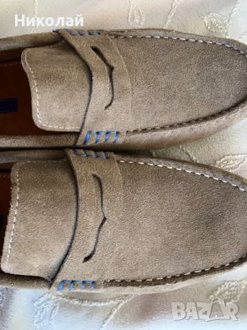 Мъжки мокасини Titto Bluni, естествен велур, размер 43, много леки, италиански, бежови, чисто нови, снимка 10 - Мокасини - 53849061