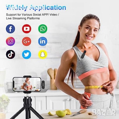 Нов Безжичен Двоен микрофон с калъф за iPhone iPad Айпад Видеозапис, снимка 3 - Микрофони - 41783426