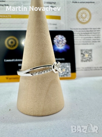 Сребърен пръстен с мойсанит (Диамант) 0.5 карата, снимка 4 - Пръстени - 51458922