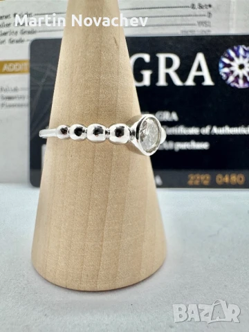 Сребърен пръстен с мойсанит (Диамант) 0.5 карата, снимка 5 - Пръстени - 50799593