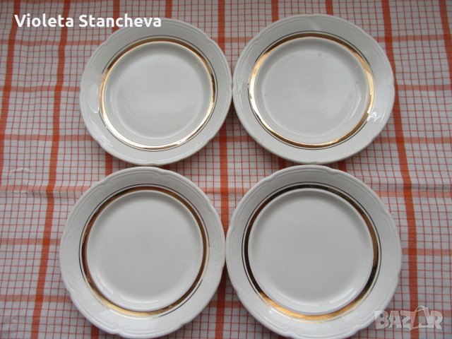 4 бр.ПОРЦЕЛАНОВИ ЧИНИИ С ПОЗЛАТА - СССР