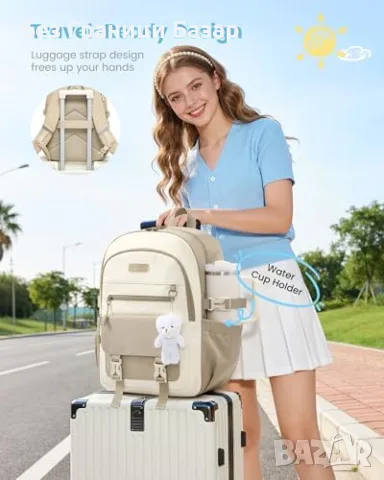 Нова Ученическа раница LOVEVOOK 30L за момиче, 15.6 лаптоп, водоустойчива с 13 джоба, снимка 5 - Раници - 55777938