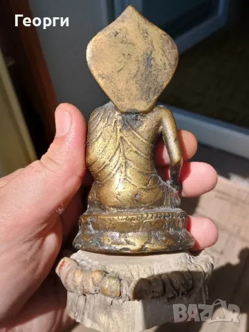 Стара бронзова статуетка върху кост, снимка 10 - Антикварни и старинни предмети - 50127201