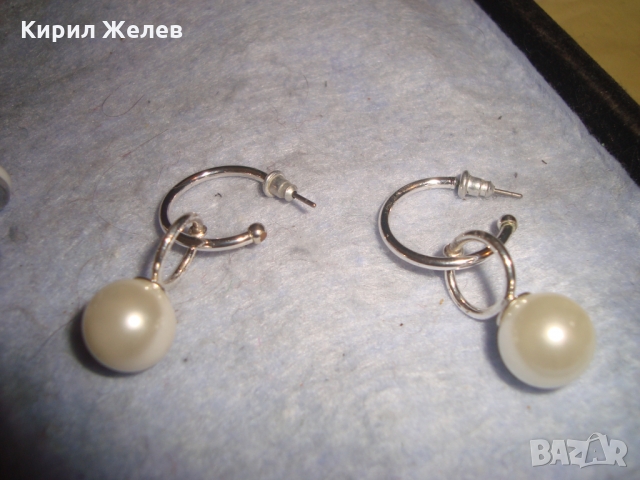 КОМПЛЕКТ АРТ СРЕБРИСТИ ПЕРЛЕНИ ОБЕЦИ и ПРЪСТЕН 26202, снимка 6 - Бижутерийни комплекти - 36064072