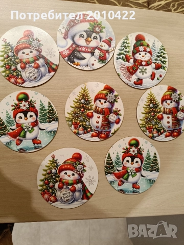 Коледни подложки за чаши, 8 броя. Нови, в опаковка. 8 лв., снимка 3 - Декорация за дома - 48487033