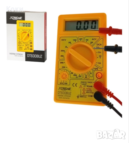 Цифров уред Multimeter DT830, DC 200mV-1000V, AC 200V-750V, жълт, снимка 4 - Друга електроника - 44509114
