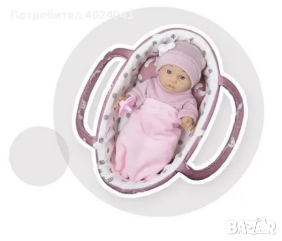 Бебешка кукла с кошница и аксесоари, снимка 3 - Кукли - 47873288