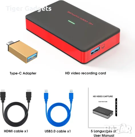 BR140 HDMI Capture Card – USB 3.0, 1080p 60FPS, HDMI Passthrough, снимка 9 - Кабели и адаптери - 56021497