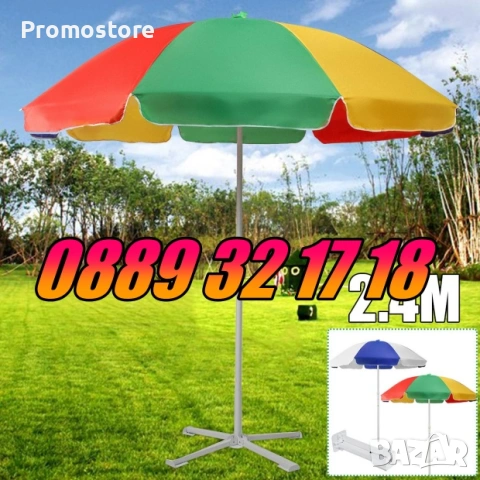 Градински кръгъл чадър ф 2 м, кръгъл градински чадър с диаметър ф 200 мм с калъф, снимка 5 - Градински мебели, декорация  - 53843285