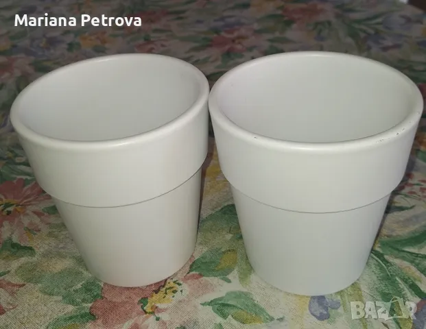 Керамични кашпи за цветя - 2 броя, снимка 2 - Саксии и кашпи - 47789387