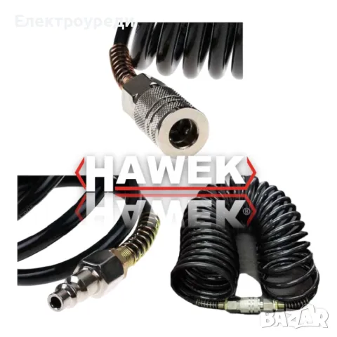Полиуретанов Спирален Маркуч за въздух с бързи връзки HAWEK 10м. 15м. 20м. Метра, снимка 4 - Други инструменти - 49128922