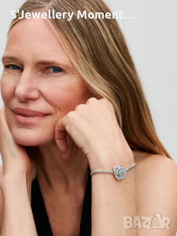 Pandora Sparkling Rose in Bloom Oversized Charm, снимка 6 - Гривни - 50389136