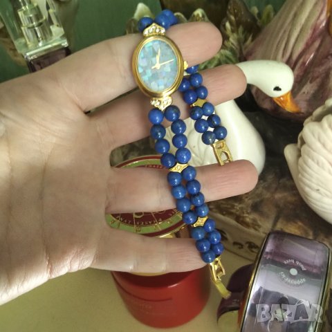 Часовник Арт Деко позлата лазурит ,опал, снимка 2 - Дамски - 40192336