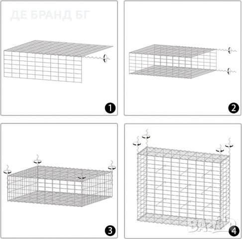 Габион кошница от поцинкована тел 100 x 30 x 80 cm WS18GB02, снимка 4 - Огради и мрежи - 35910389