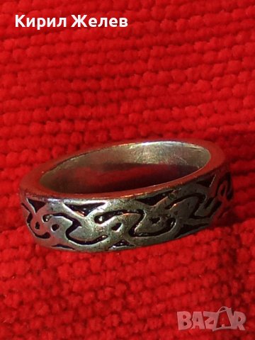 ВИНТИДЖ КРАСИВО ОРНАМЕНТИРАН СТАР МЕДЕН ПОСРЕБРЕН ПРЪСТЕН ТИП ХАЛКА 22249