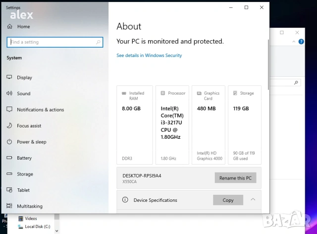 Asus R510C-лаптоп Core i3 3217U / 1.8 GHz, снимка 2 - Лаптопи за работа - 53294142