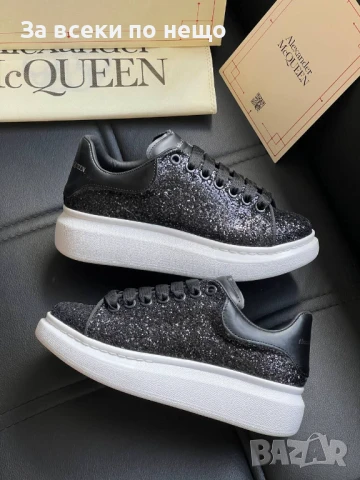 Alexander McQueen Дамски Черни Блестящи Маратонки С Бяла Подметка👟Дамски Спортни Обувки Код E451, снимка 3 - Маратонки - 50503278