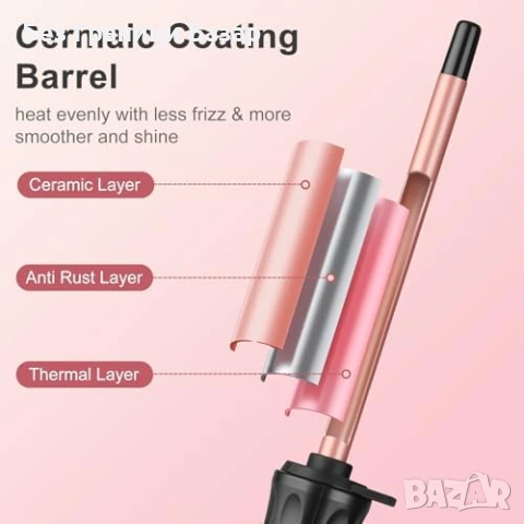 Нова Тънка маша 9мм за стегнати къдрици коса PTC 30сек 14 нива прическа, снимка 5 - Маши за коса - 53665605