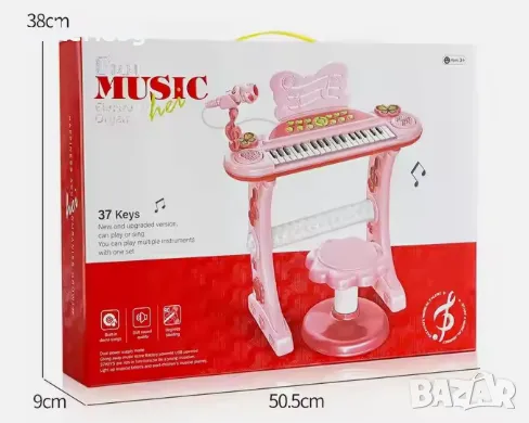 Играчка пиано със стол , снимка 4 - Музикални играчки - 47282026