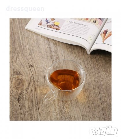 2964 Чаша СЪРЦЕ- стъклена с двойно дъно, двустенна, снимка 7 - Чаши - 34264705