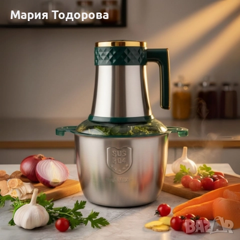 Многофункционален кухненски чопър Kitchen Expert 3L SUS 304 – бързо мели, реже и пюрира без усилие, снимка 3 - Друга електроника - 52976086