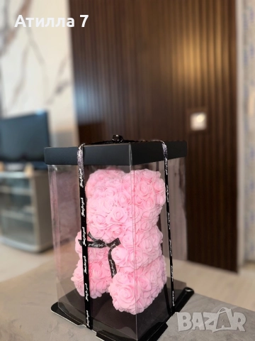 Подаръчно мече с вечни рози и елегантна панделка - идеално за празници, снимка 6 - Подаръци за жени - 52711961