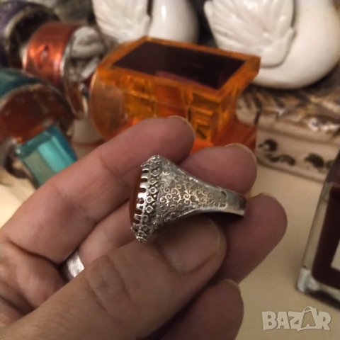 Сребърен пръстен с яспис от края на 19 век, снимка 5 - Пръстени - 41937213