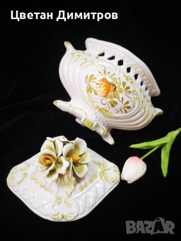 Made in Italy, винтидж порцеланова бонбонера, ръчно изработена , снимка 13 - Декорация за дома - 41745078