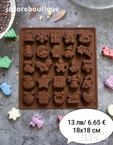 Силиконов молд Коледни фигурки различни видове за бонбони, свещи, гипсови отливки и други, снимка 4 - Форми - 46950732