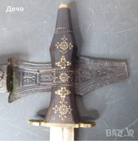 50см СТАРА ИЗКЛЮЧИТЕЛНО АТРАКТИВНА ОРИЕНТАЛСКА КАМА +МАЛКА, снимка 4 - Антикварни и старинни предмети - 53664257