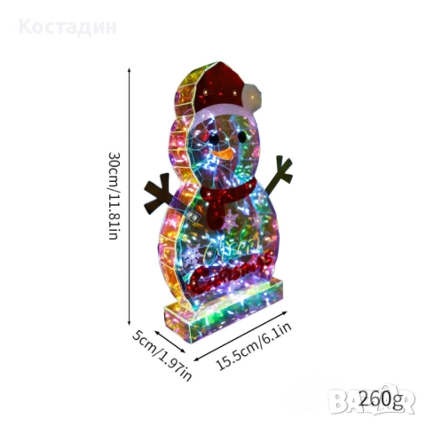 LED светещ снежен човек Merry Christmas, снимка 4 - Други - 52292225