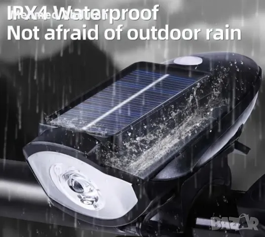 Презареждащи слънчеви фарове за велосипеди с звукови ефекти , снимка 8 - Аксесоари за велосипеди - 50046551