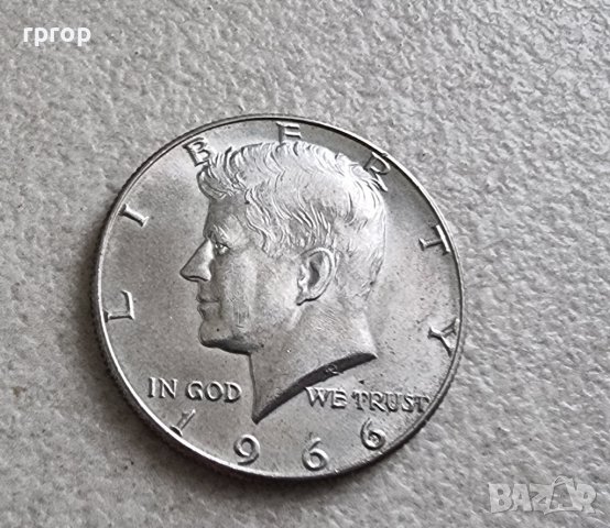 Оригинална монета. САЩ. Сребро. Половин Американски долар .1966 год. С образът на Кенеди., снимка 8 - Нумизматика и бонистика - 39774777