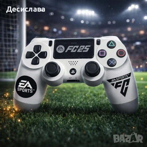 Безжичен джойстик за PS4 с тъчпад, вибрация и LED осветление – FC25 / GTA дизайн, снимка 4 - Друга електроника - 53137387