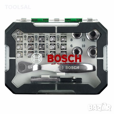 Гедоре комплект Bosch вложки с тресчотка и накрайници 26 бр., 3-6 мм х 1/4", снимка 3 - Гедорета - 34213857