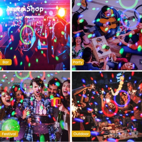 Комплект Mini Disco Ball Party Light 360° въртяща се LED RGB парти лампа с дистанционно диско топка, снимка 5 - Други - 44149282