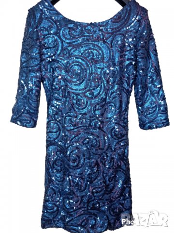 Синя рокля с пайети S