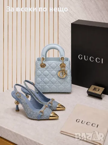 Gucci Дамски Светло Сини Обувки На Ток Гучи Код E149, снимка 7 - Дамски обувки на ток - 55800121