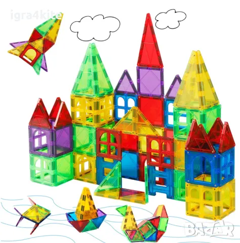 ДВА големи комплекта изцяло магнитни конструктори 104 ч. 79лв. (2х52) ТОП ОФЕРТА